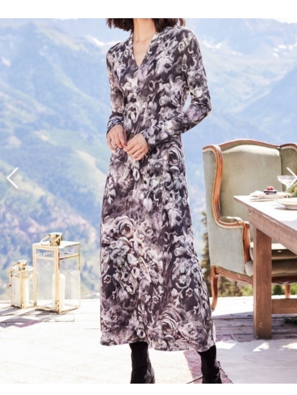 Soft Surroundings Naima Dress Floral Moody Dark Academia Maxi Dress XL - Picture 1 of 16